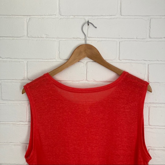 GAP Tops Gap Linen Blend Orange Sleeveless Ruffle Top Poshmark